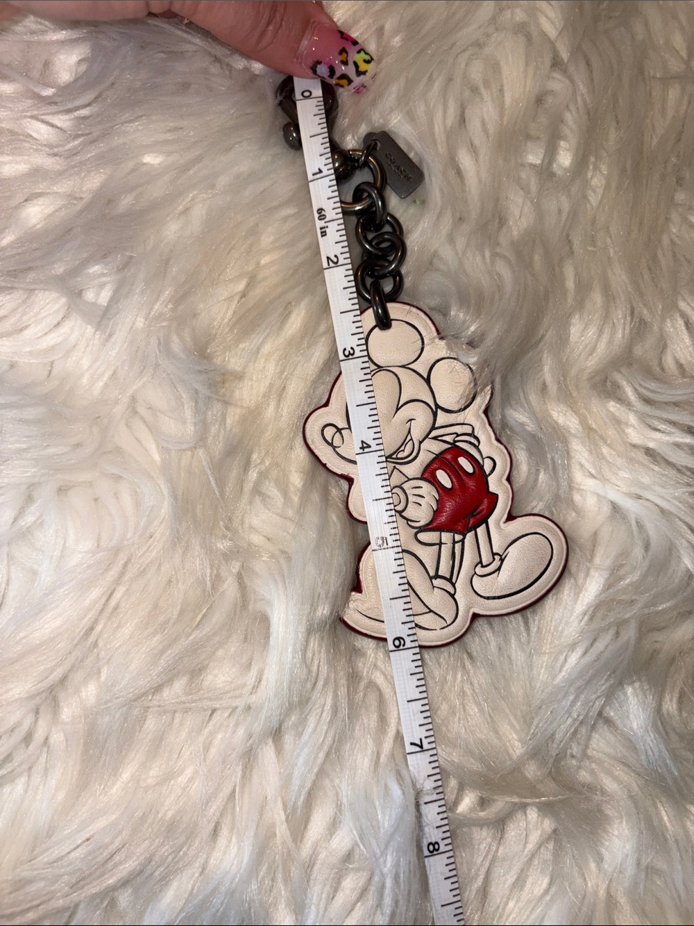 Disney Coach  Mickey Mouse Leather Key Fob - White & Red - Picture 9 of 10